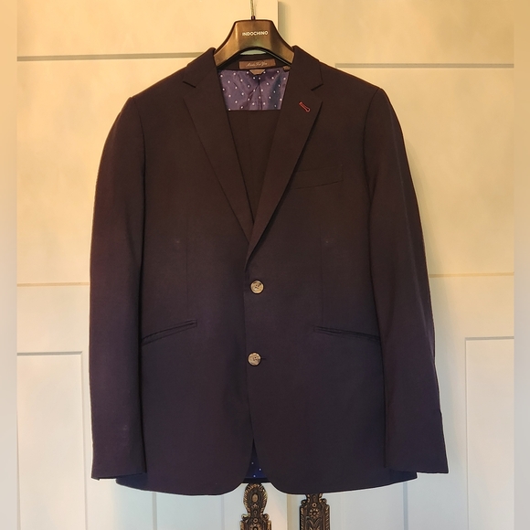 Indochino Wool Mohair Navy Suit Jacket Blazer sz 40R Pants sz 34 Two Button Blue - Picture 10 of 14